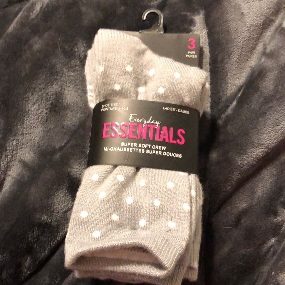 Orly Everyday Essentials 3 Pack of Super Soft Grey Crew Socks
